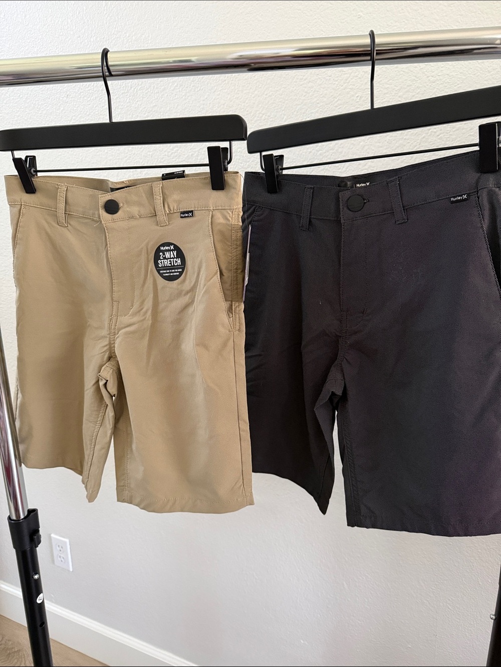 Hurley Kids Stretch Shorts in Khaki and Black